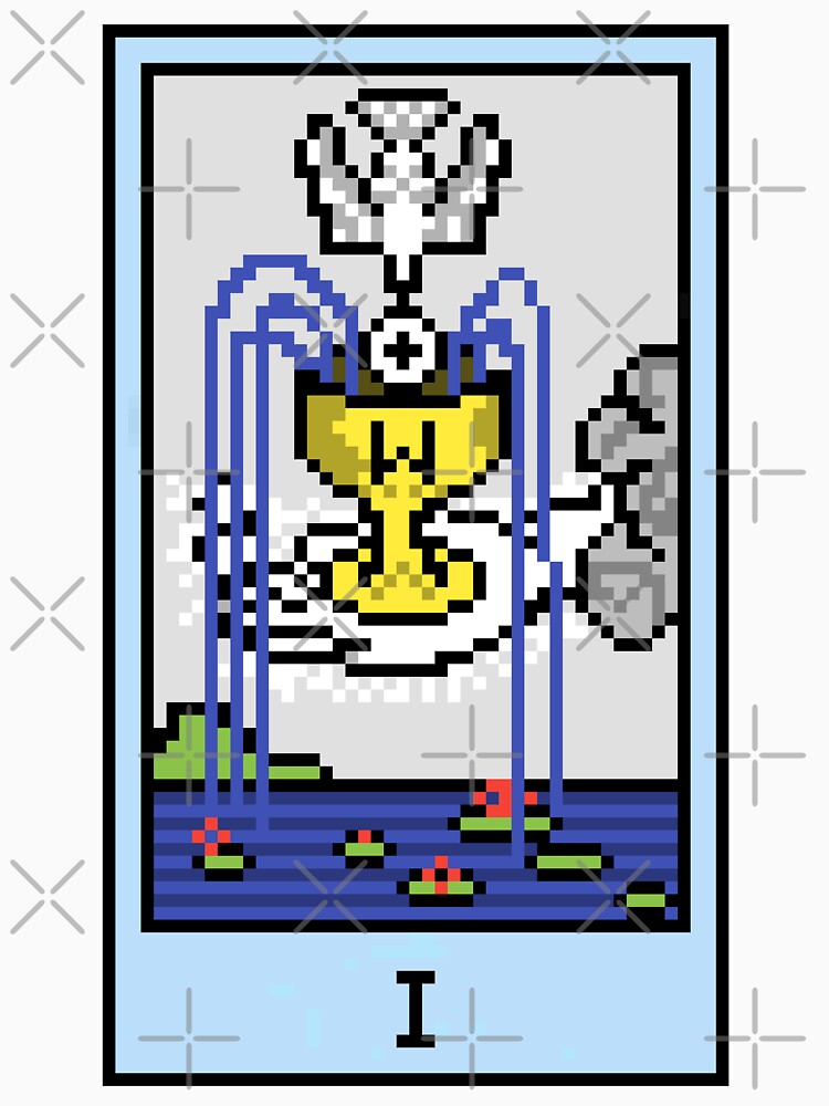 Wait, is this pixel art tarot? White - Minor Arcana 'Ace of Cups' (Design for T-shirt, stickers and other accessories) by Pixel Waite