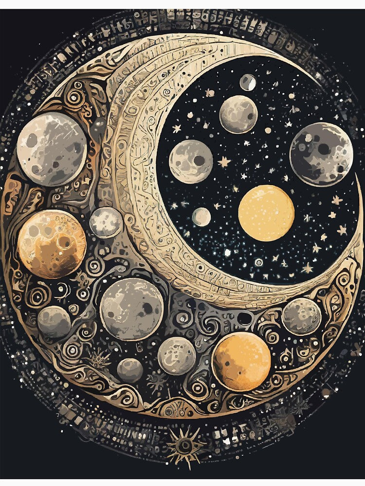 Moonlit Odyssey: Abstract Lunar Art by bb-15artstudio