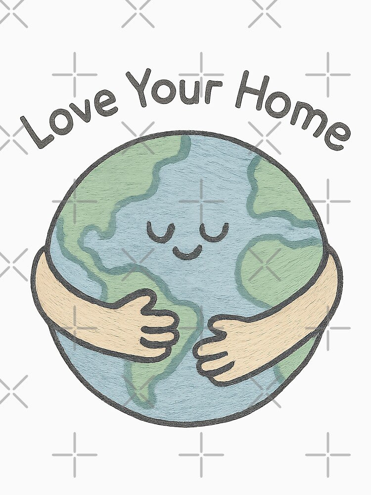 Love Your Home - Cute Earth Hug Illustration for Environmental Awareness by inkoutninja