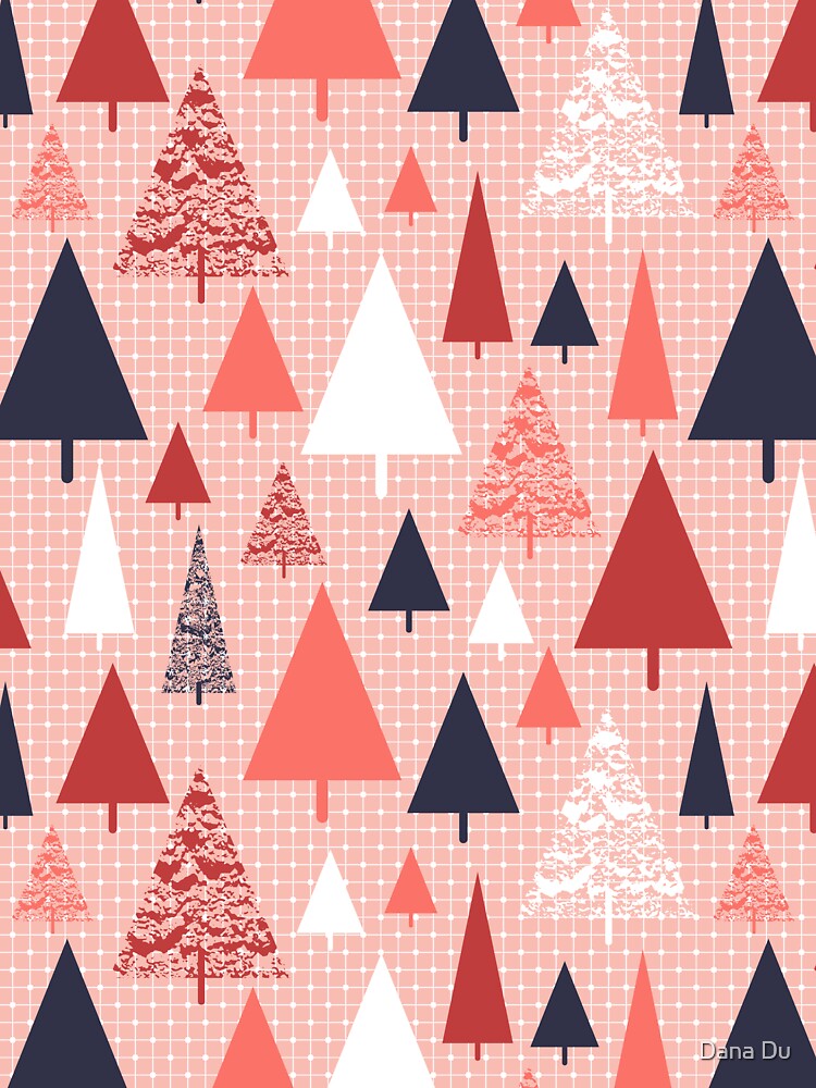 Pastel Christmas pink snowy trees by Dana Du