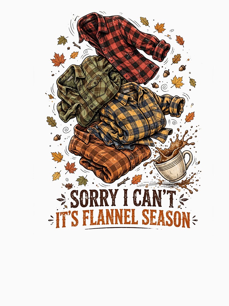 Sorry I Can't It's Flannel Season Funny Fall Flannel Shirt Stack Coffee Autumn by Yellowriversss