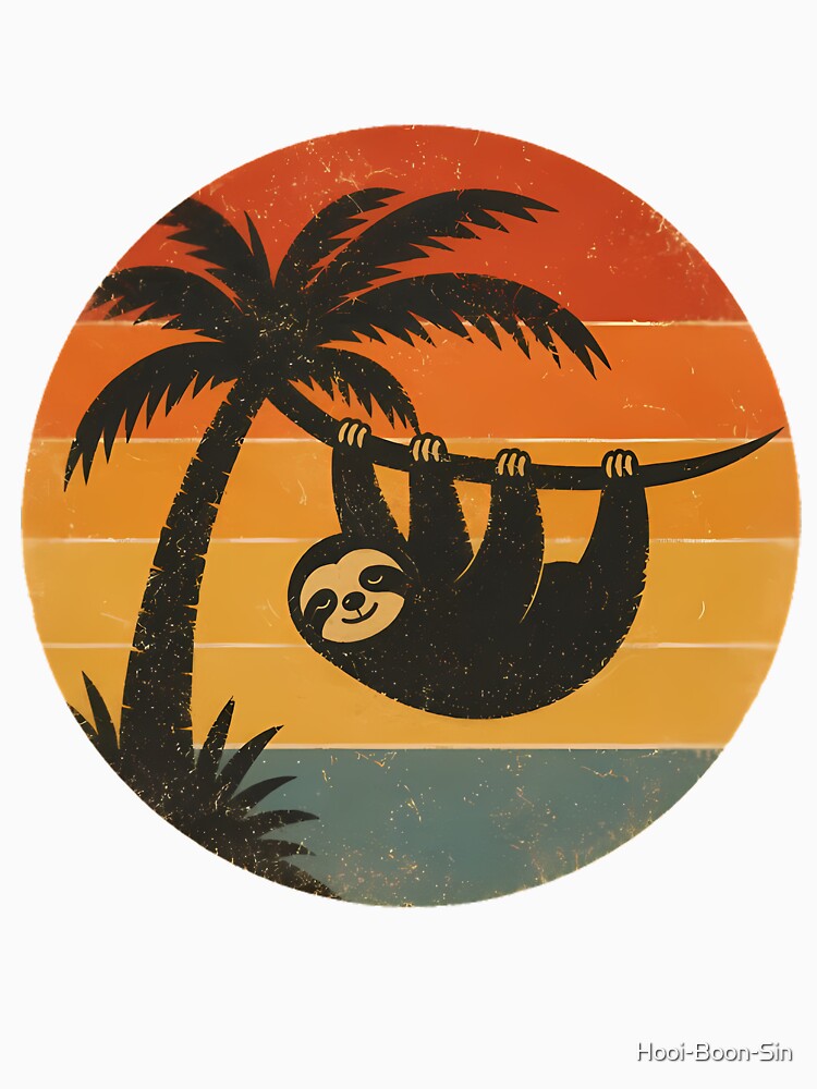 Retro 70s Sunset Silhouette Sloth by Hooi-Boon-Sin