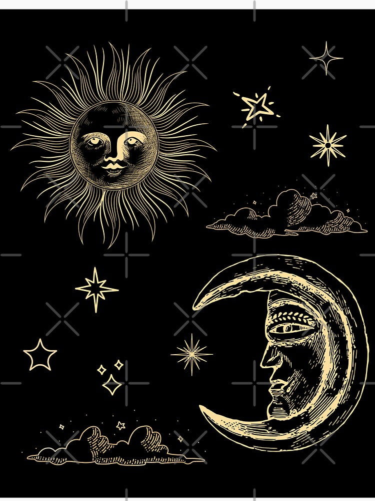 sun and moon celestial trendy line art by cutecrazytshirt
