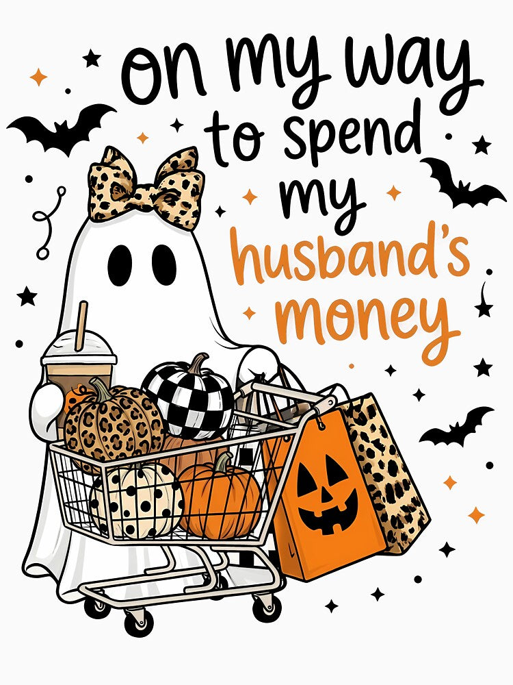 Spend Husbands Money Halloween Shopping Ghost by KroghDs
