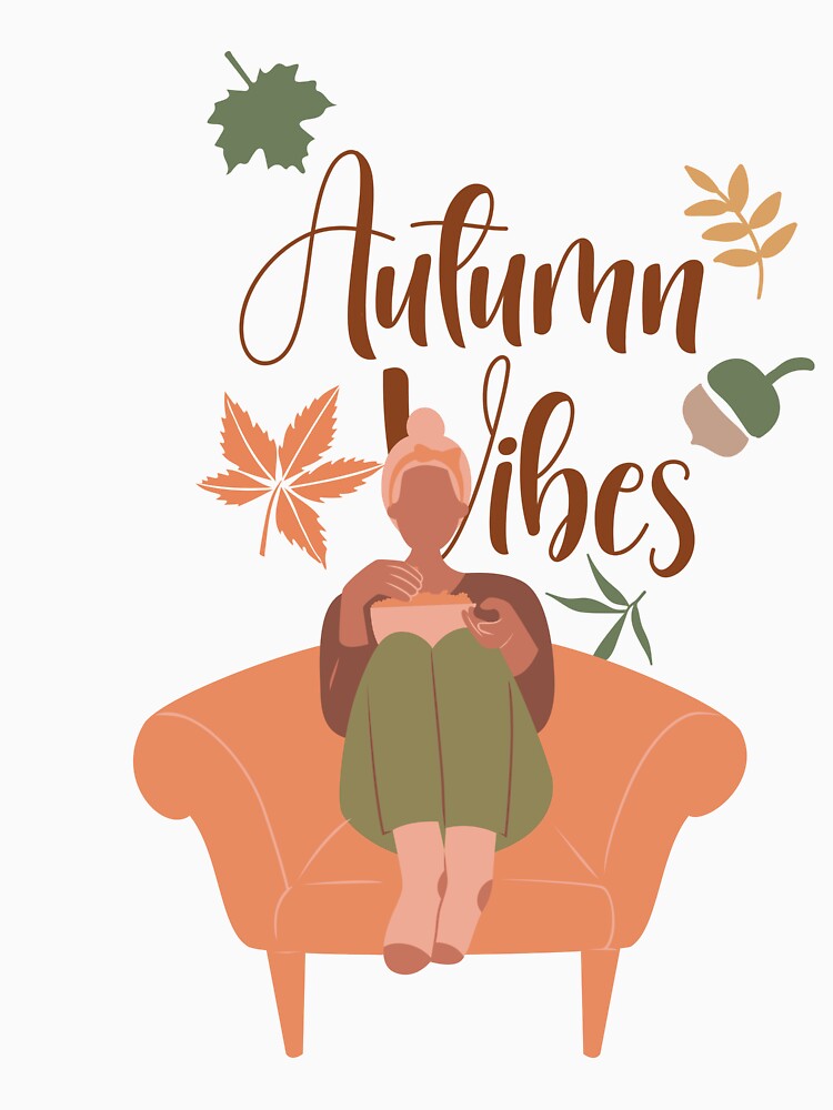 Autumn Vibes Cozy Girl Girl Sitting in Armchair Fall Leaves by Esraa-Arts