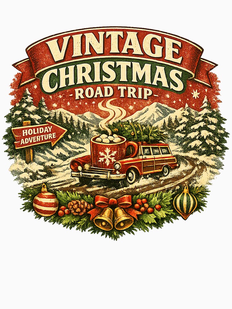 Vintage Christmas Road Trip Retro Holiday Travel Gift by LiviuGligoros