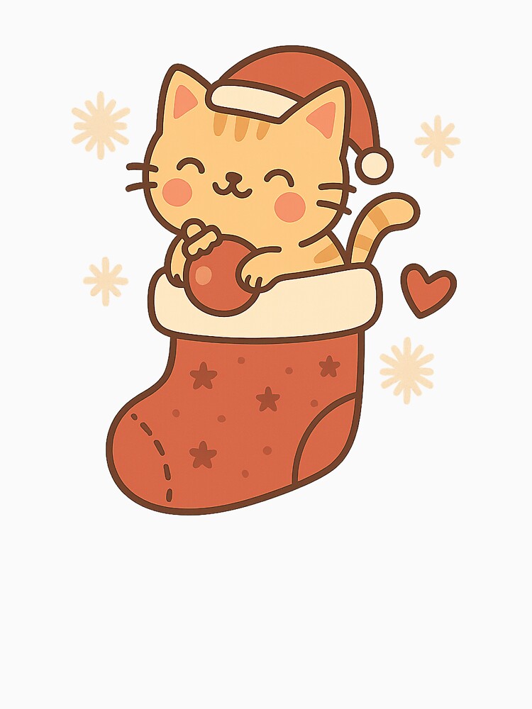 Cute Kawaii Christmas Cat in Stocking – Festive Holiday Kitty Illustration by StyleLap
