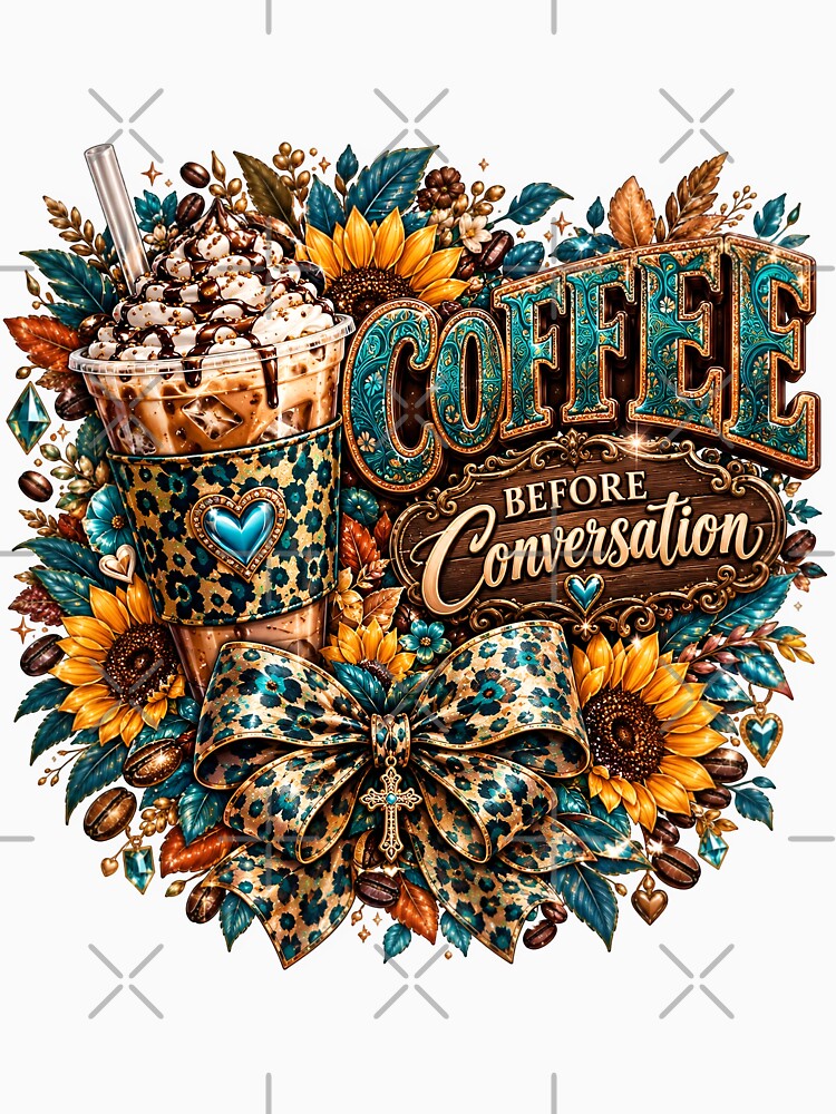 Coffee Before Conversation Teal Leopard Bow by Sovereign Supply Co.