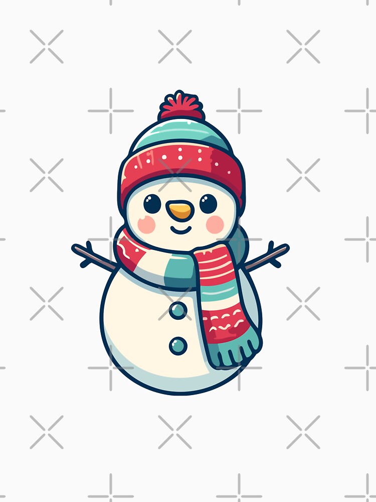 Cute Snowman in Winter Hat and Scarf - Festive Holiday by Akioos