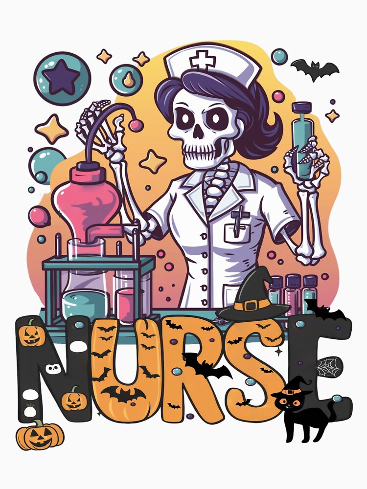 Spooky Laboratory Nurse Halloween, Skeleton Nurse Halloween by Sasikharn