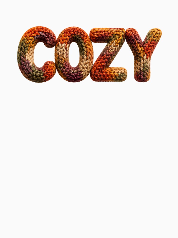Cozy Knit Typography Chunky Crochet Word Art Autumn Hygge Yarn Aesthetic Design by RoPrincess