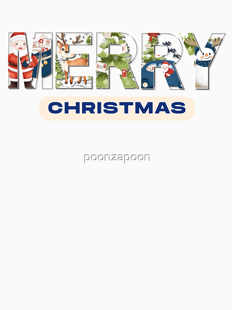 Vintage Merry Christmas Pattern Santa Reindeer Snowman Holiday by poonzapoon