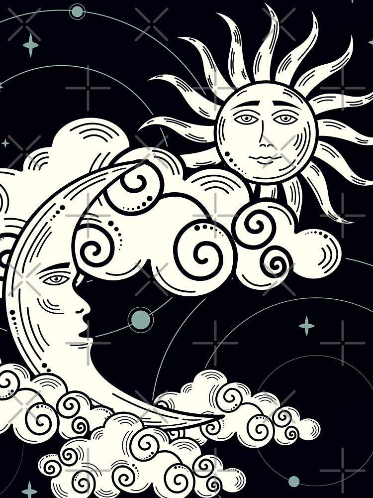 sun and moon celestial modern art by cutecrazytshirt