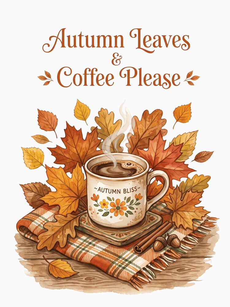 Autumn Leaves And Coffee Please Cozy Fall by PANCOSS