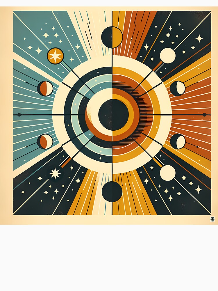 Geometric Sun and Moon Celestial Orbit Design by InkSmithery