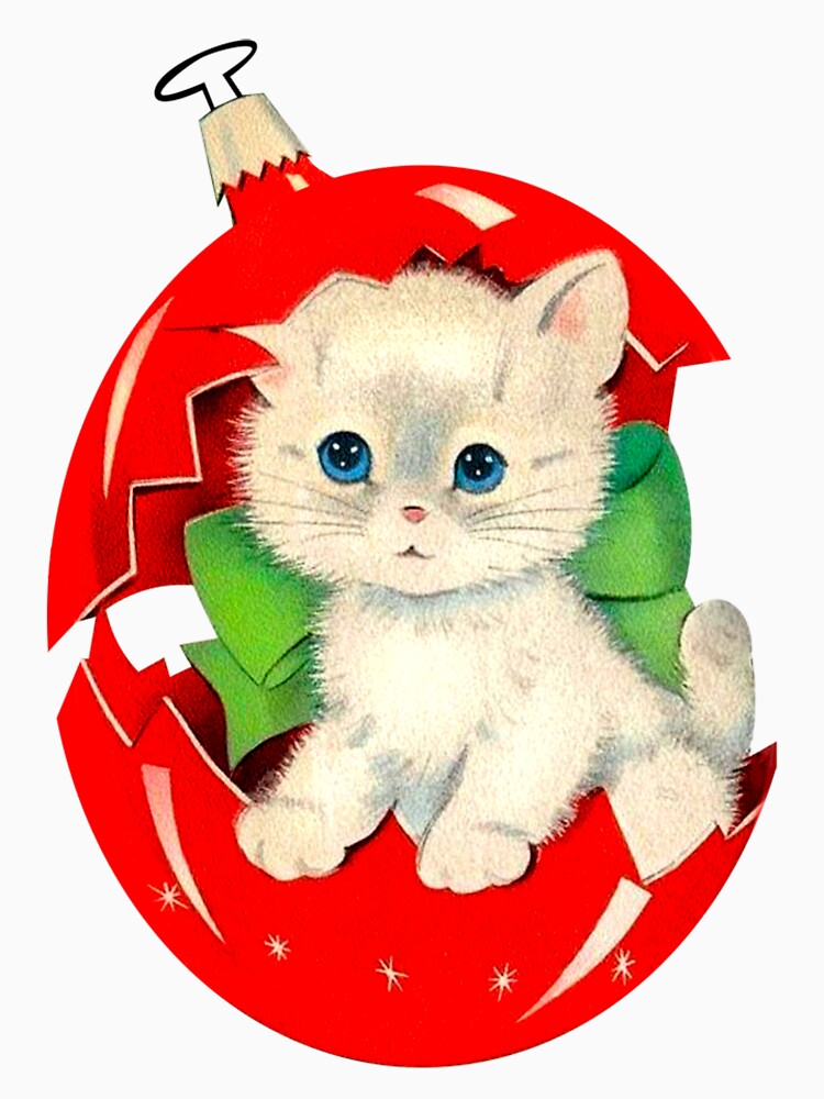 Vintage Christmas Cat In A Bauble by yellowcat2019