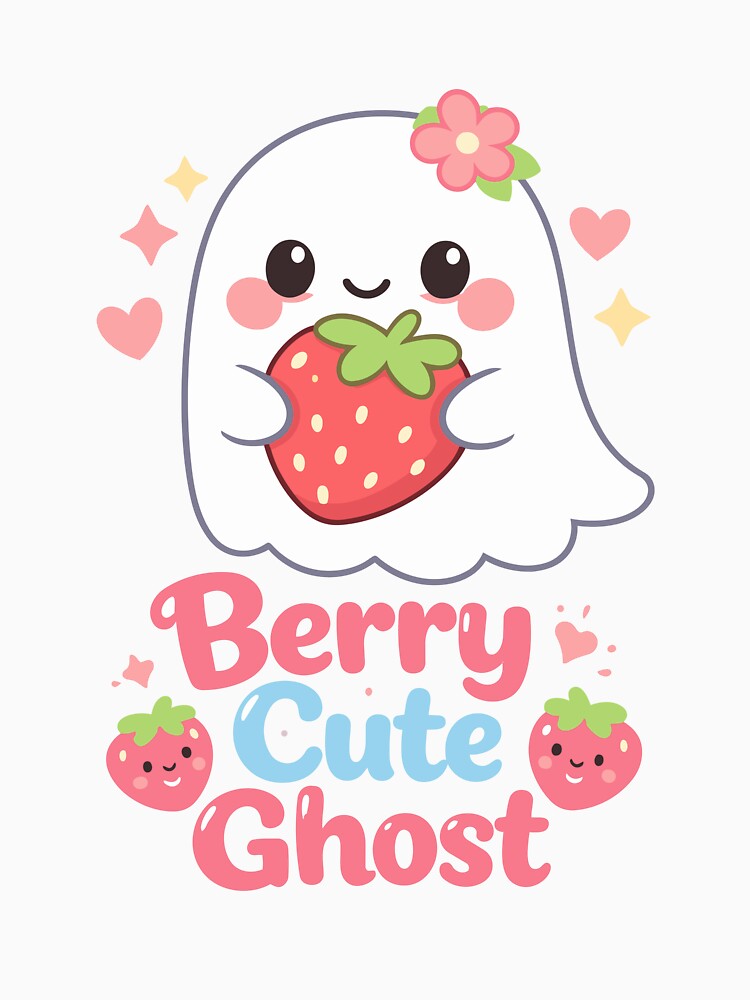 Berry Cute Ghost – Kawaii Strawberry Ghost Cute Sticker by Ben-Biga