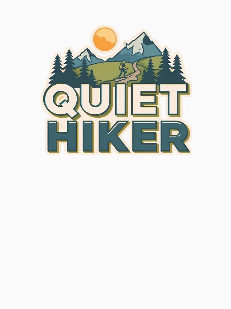 Quiet Hiker Sticker – Minimalist Mountain Typography Design by Overthink Juice
