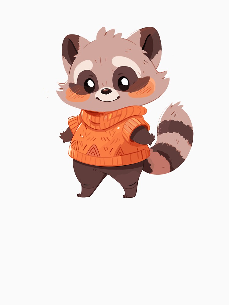 Cute Raccoon in a Cozy Sweater, Fall Raccoon by KIBBYKO