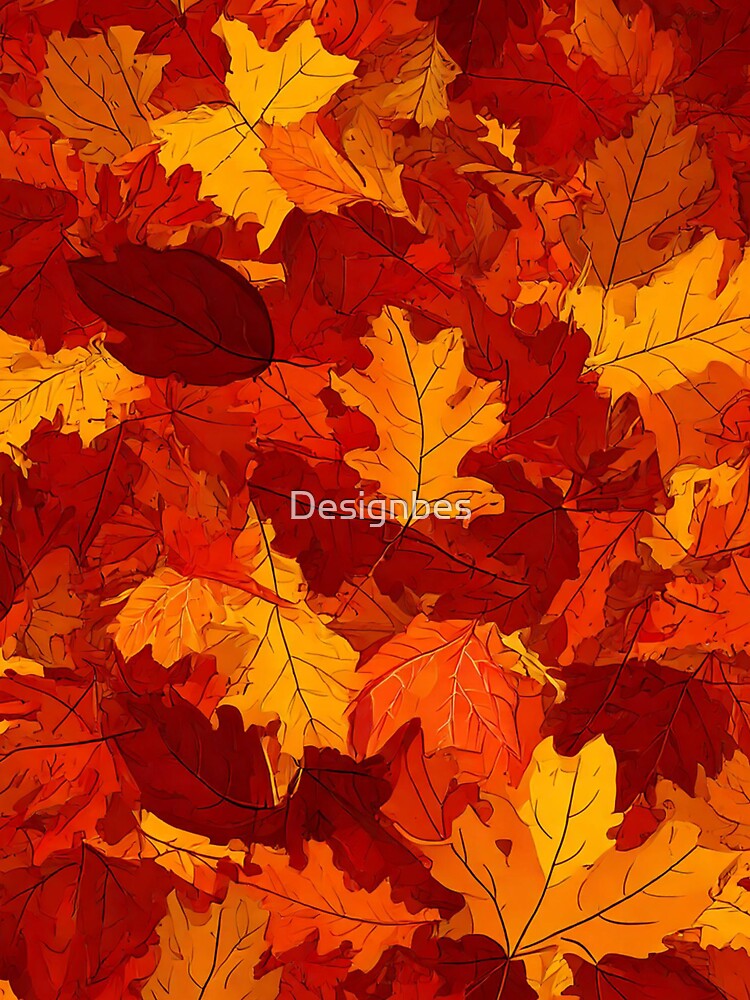 Fiery autumn camouflage leaves by Designbes