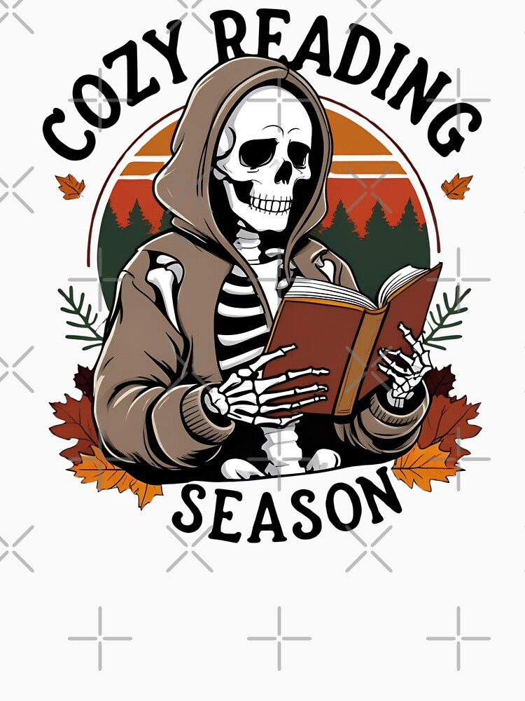 Cozy Reading Season – Skeleton Autumn Book Lover by NerdyRunner