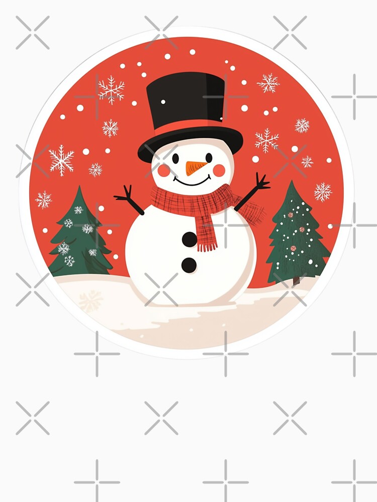 Christmas Snowman Retro Cartoon | Red Background Holiday Design by StickerHavenn