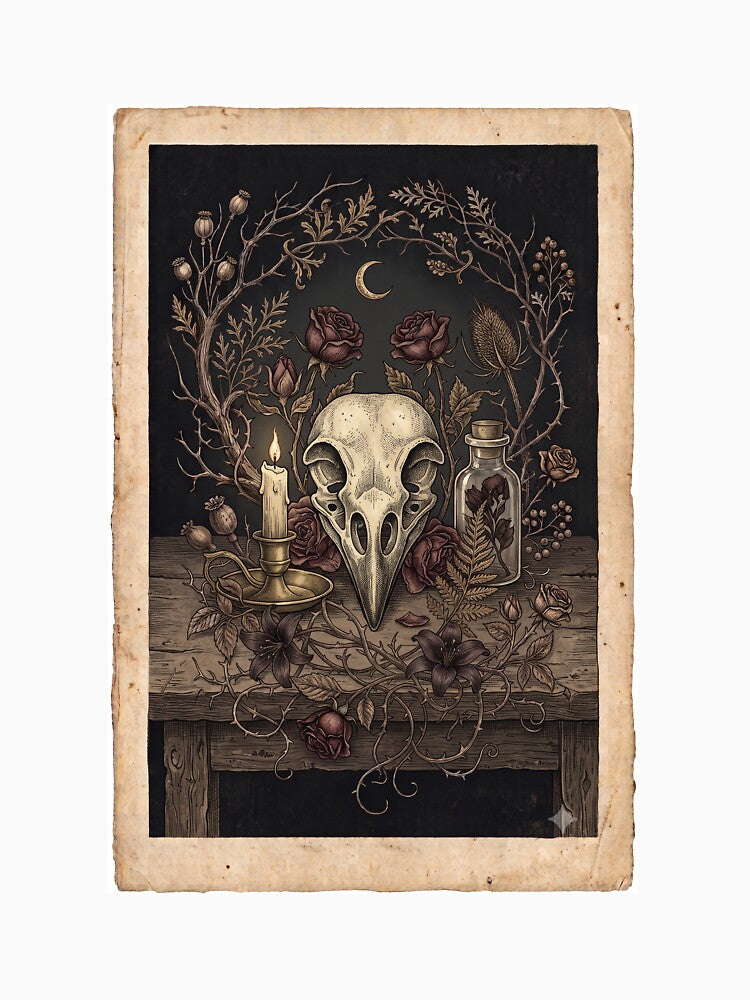 Raven Skull and Candlelight by Nocturnbotanica