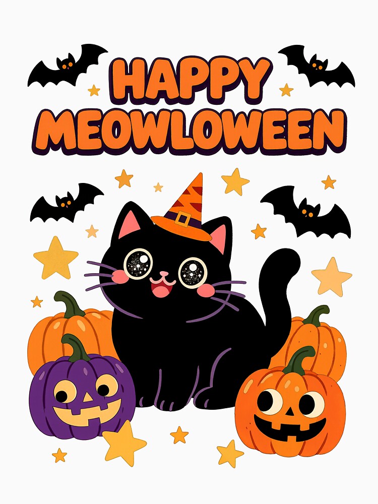 Happy Meowloween  T-shirt. by Nuttajak