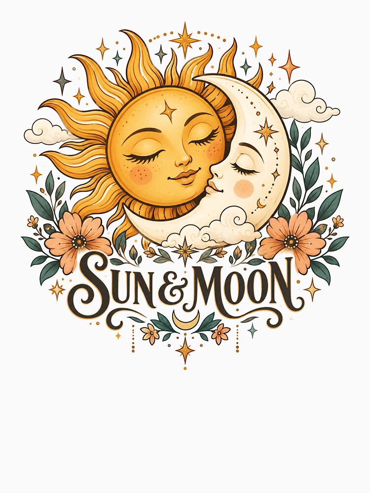 Cute Sun and Moon show Celestial Duo – Kawaii Day & Night Design by The Dubai Guy