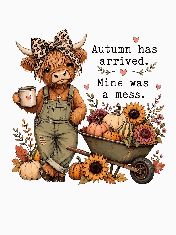 Autumn Has Arrived Mine Was A Mess Funny Highland Cow Fall Pumpkin by mari-kayden