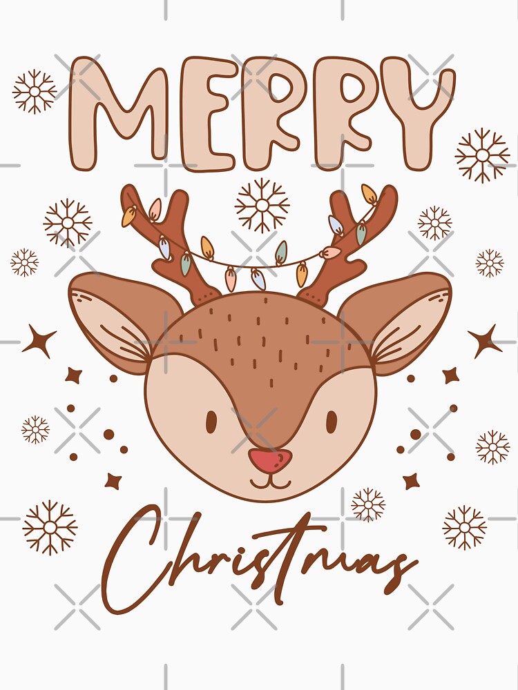 Retro Merry Christmas Reindeer and Snowflake Christmas Design by Puristock