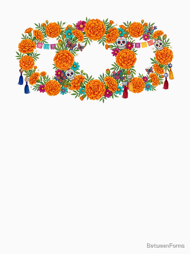 Dia De Los Muertos Marigold Floral Garland Illustration by BetweenForms