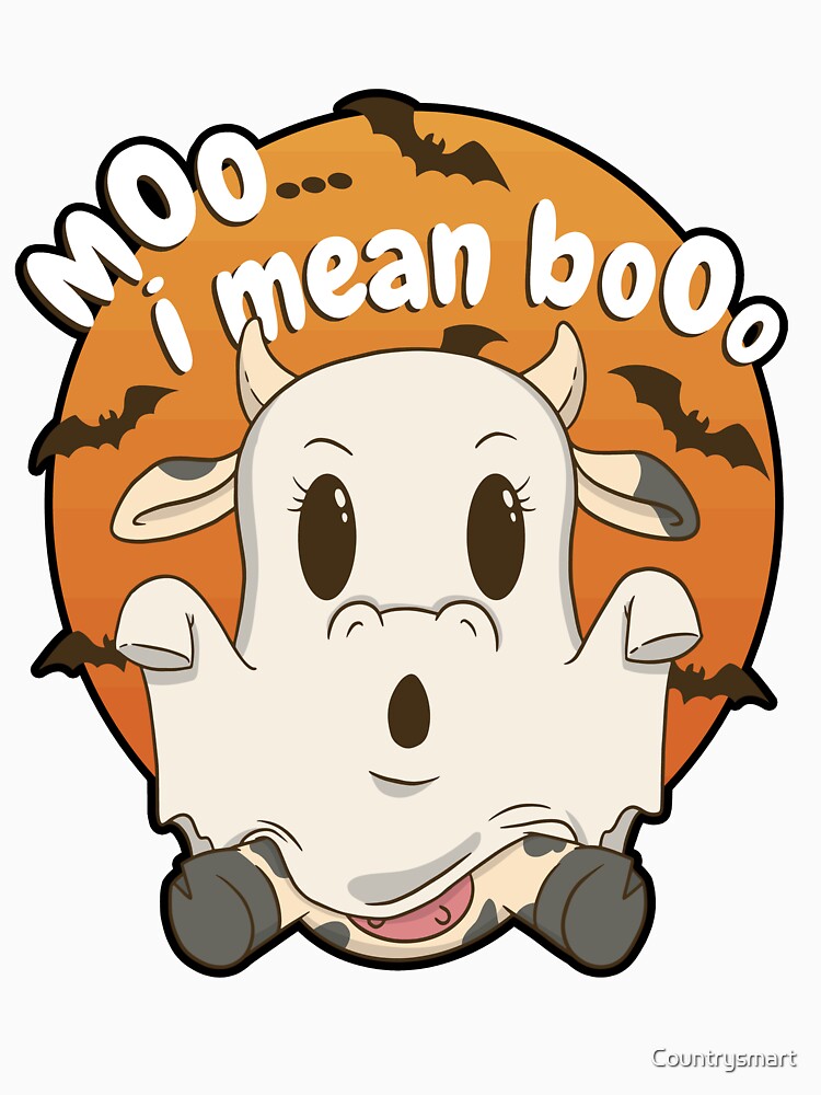 Moo I Mean Boo Ghost Cow Pumpkin Moon Lazy Halloween Costume Girls Boys Women Men by Countrysmart
