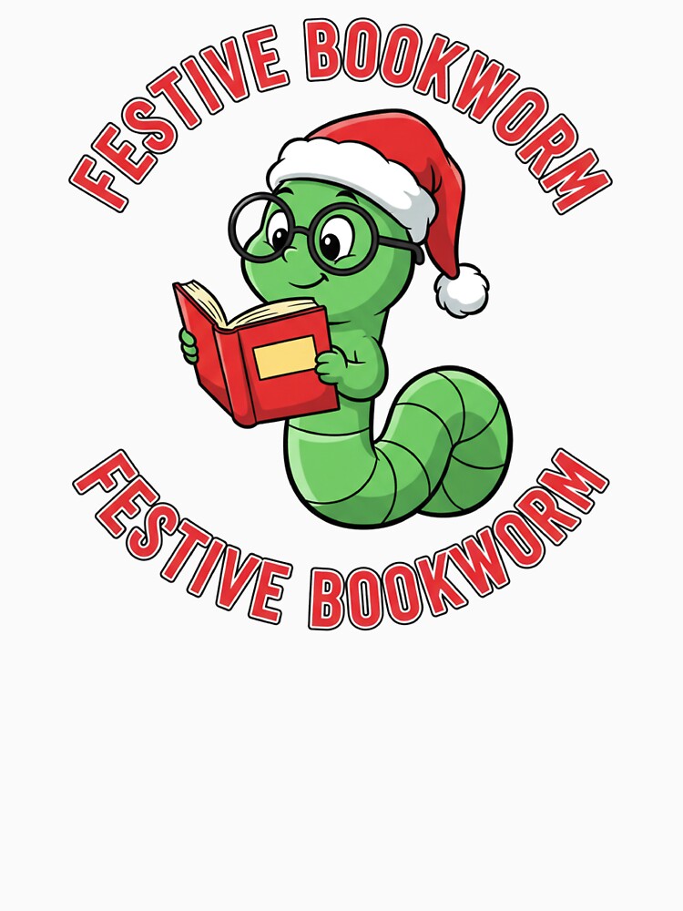 Festive Bookworm Funny Christmas Reading Lover Gift by ShirtieSize