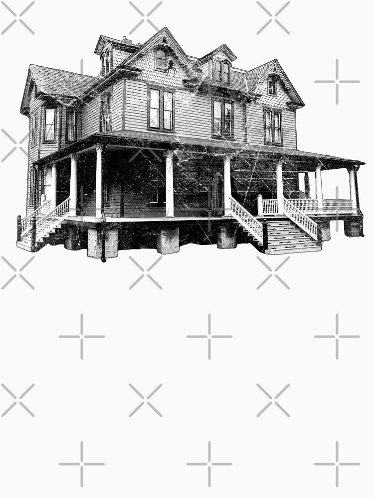 Haunted Victorian House Ghost Spider Cobweb Dark Horror Art by Ghoul Enterprises