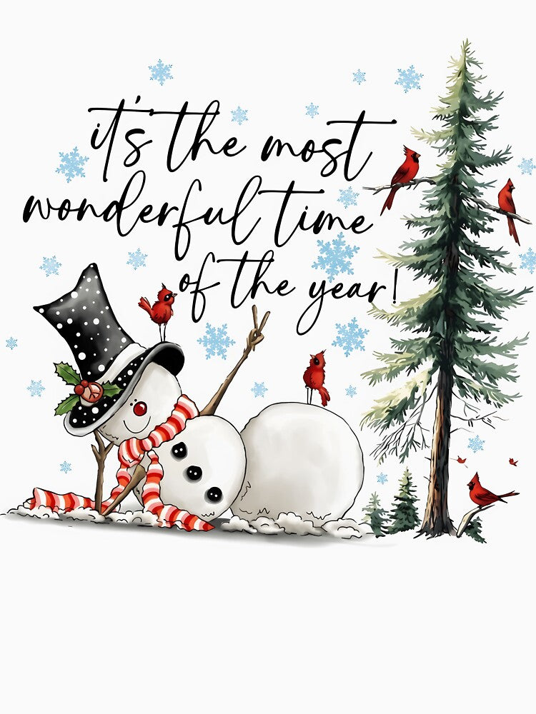 Funny Christmas Snowman Shirt, Cute Winter Cardinal Graphic Tee, Cozy Holiday Snowman Gift, Vintage Christmas Shirt by KiblyTees