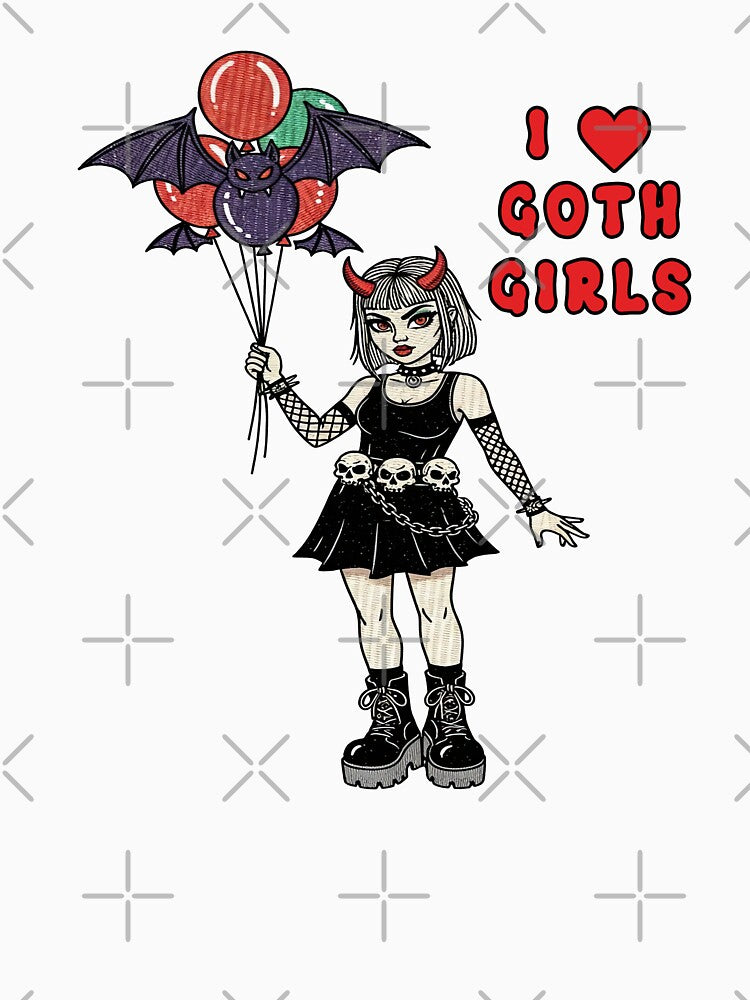 I Heart Goth Girls Devil Girl with Bats by TeeARTHY