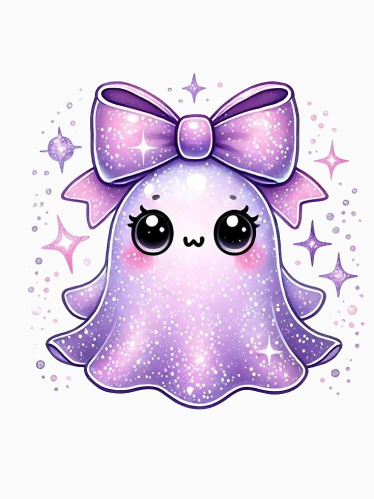 Cute Kawaii Ghost with Bow | Adorable Pastel Halloween Spirit by TeeMoods