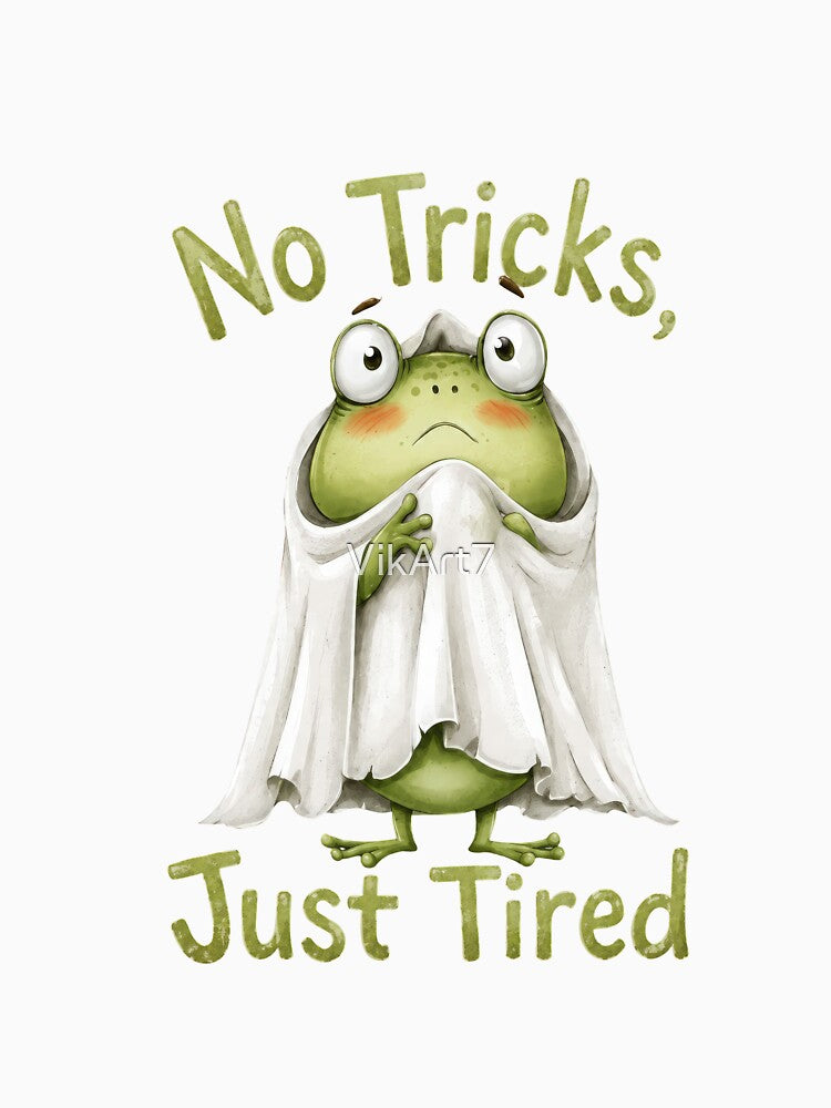 No Tricks Just Tired Halloween Frog by VikArt7
