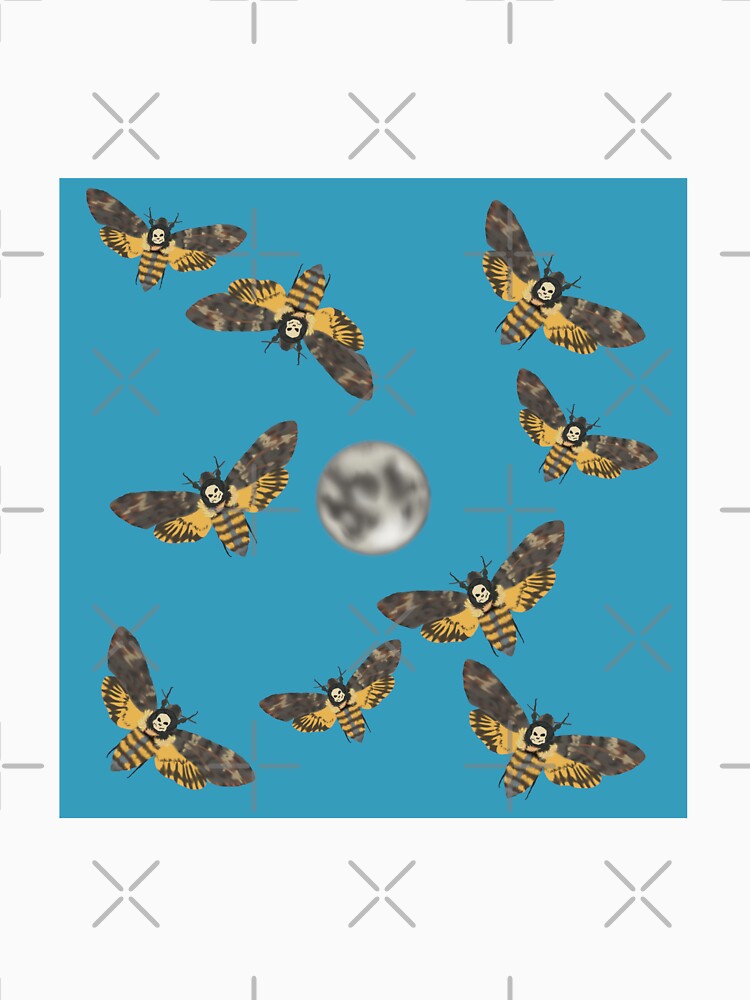 Death's Head Moth and Moons Blue 2 by Ashley Gagnon