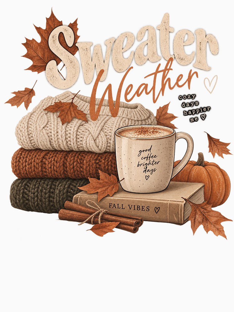Sweater Weather Cozy Fall – Autumn Coffee & Knit Aesthetic Design by 1DreamerShop