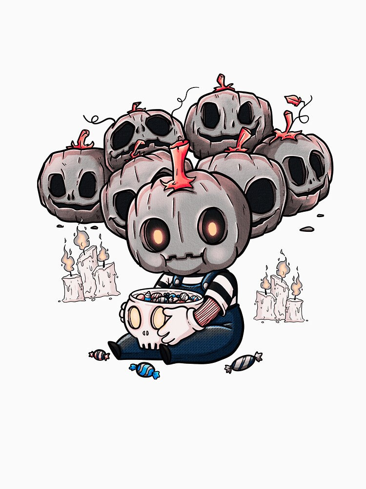 Cute Creepy Pumpkin Doll Halloween Illustration by Horrify