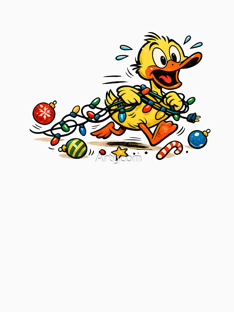 Christmas Humor Chaotic Duck Garland Funny Vintage Gift by Artycom