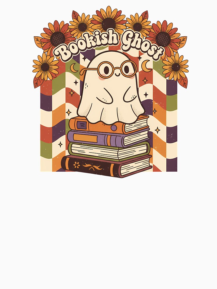 Bookish Ghost – Cute Retro Halloween Reading Design by hn79