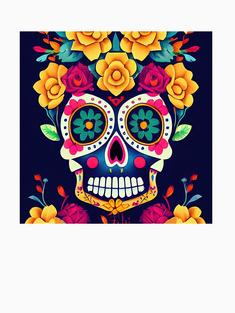 Beautiful colorful design of a Dia de Los Muertos skull by artofbelletz