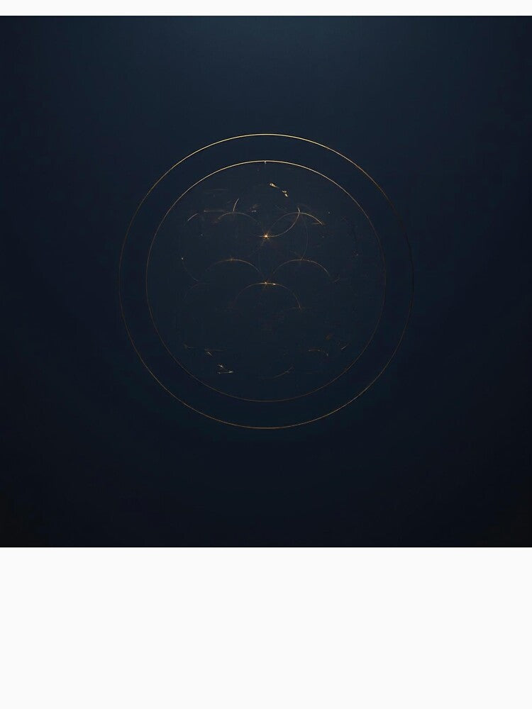 Veiled Geometry Hidden Order Design – Incomplete Sacred Geometry Antique Gold on Deep Navy by ArtivaNest