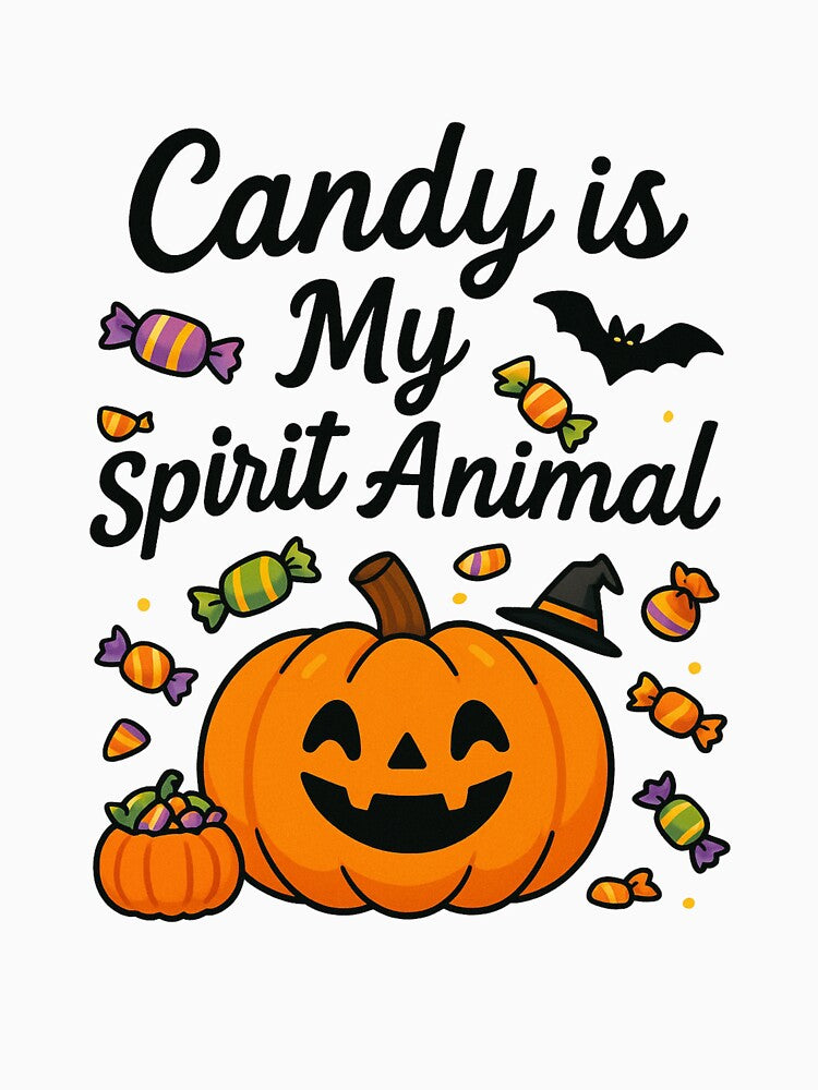 Cute Smiling Pumpkin Surrounded by Halloween Candy by PrintCreations9