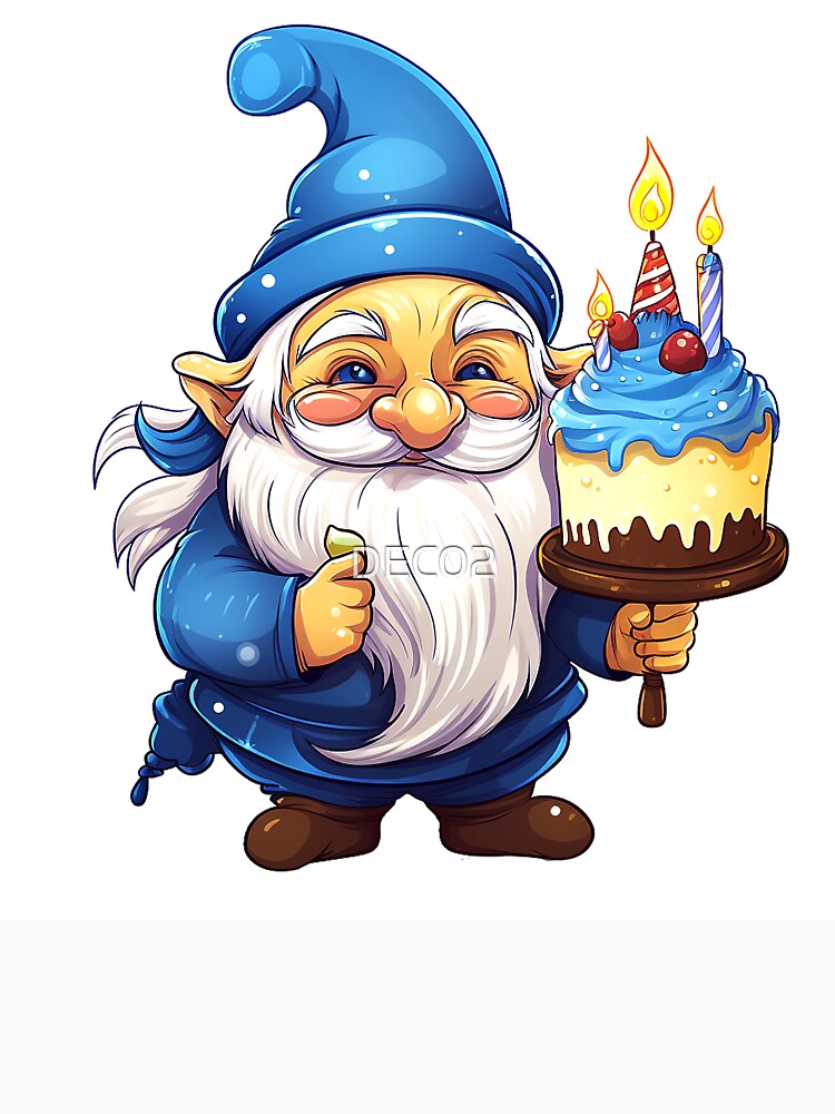Cute And Adorable Hanukkah Gnome Holding Holiday Cake by DEC02