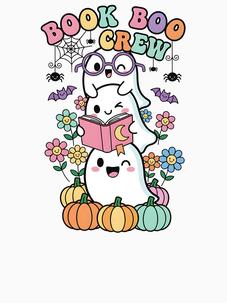 Book Boo Crew for Woman | Cute Ghost Reading Halloween Design | Spooky Pastel Art by hn79