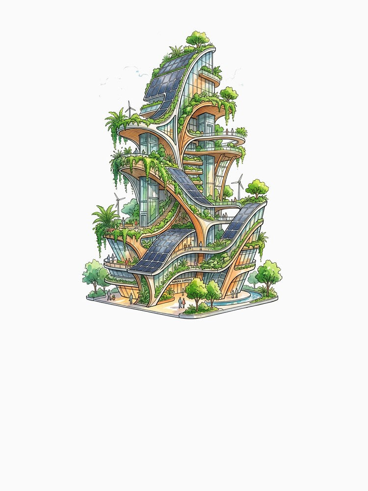 Solarpunk Utopian Green City Eco Friendly Future by PictoVibe